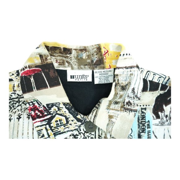 Vintage 1980’s Units Petite Chunky Button Print Jacket Sz Medium PM  100% Cotton - Picture 7 of 7